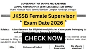 JKSSB Female Supervisor Exam Date 2026