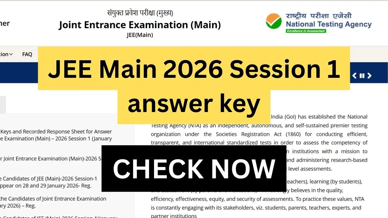 JEE Main 2026 Session 1 answer key