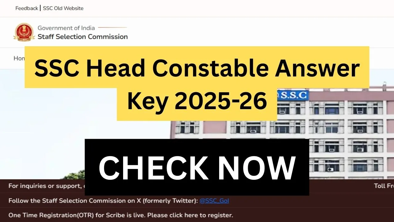 SSC Head Constable Answer Key 2025-26
